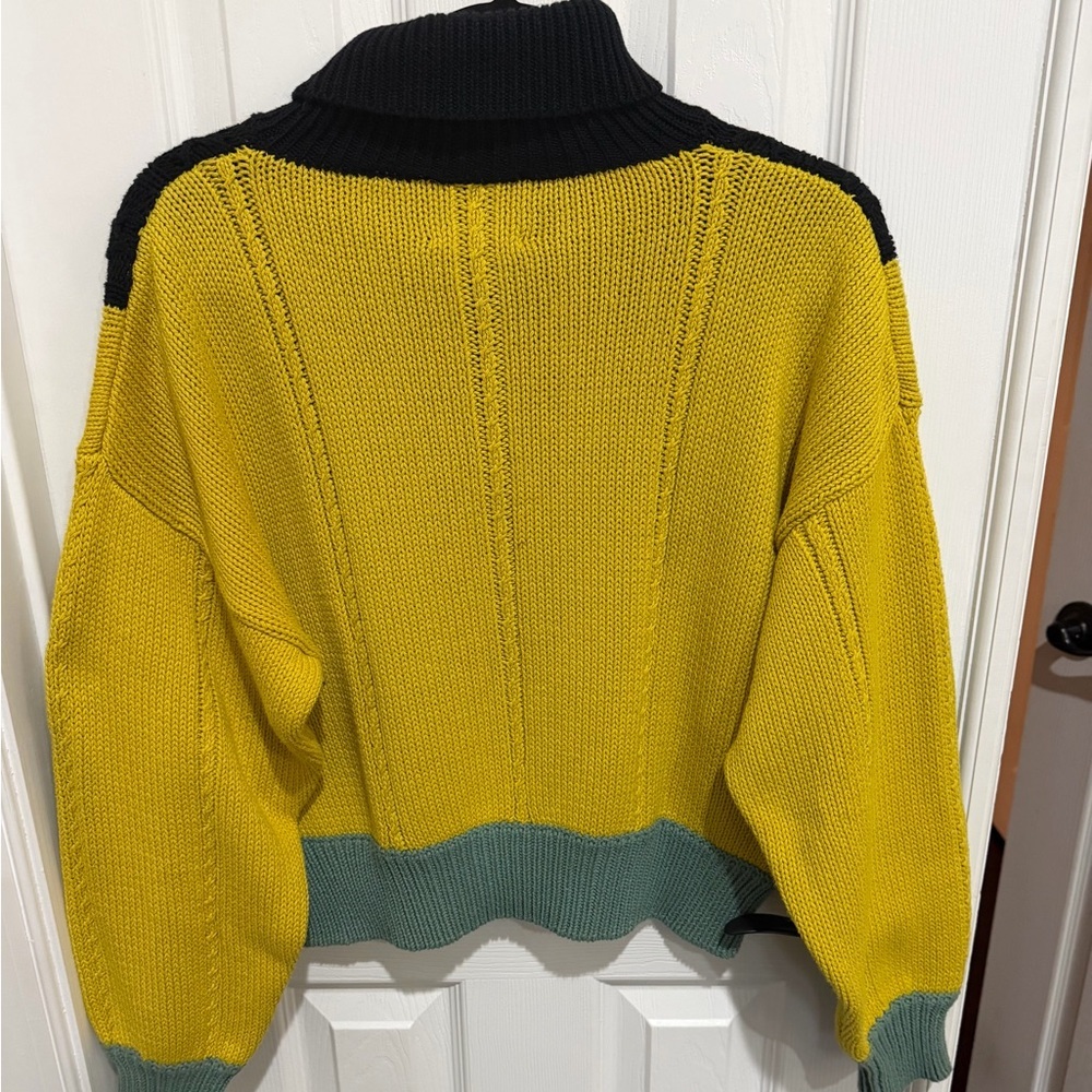 Anne Mieke Colorblock Turtleneck Sweater - Black, Yellow, and Green Small - Picture 3 of 6